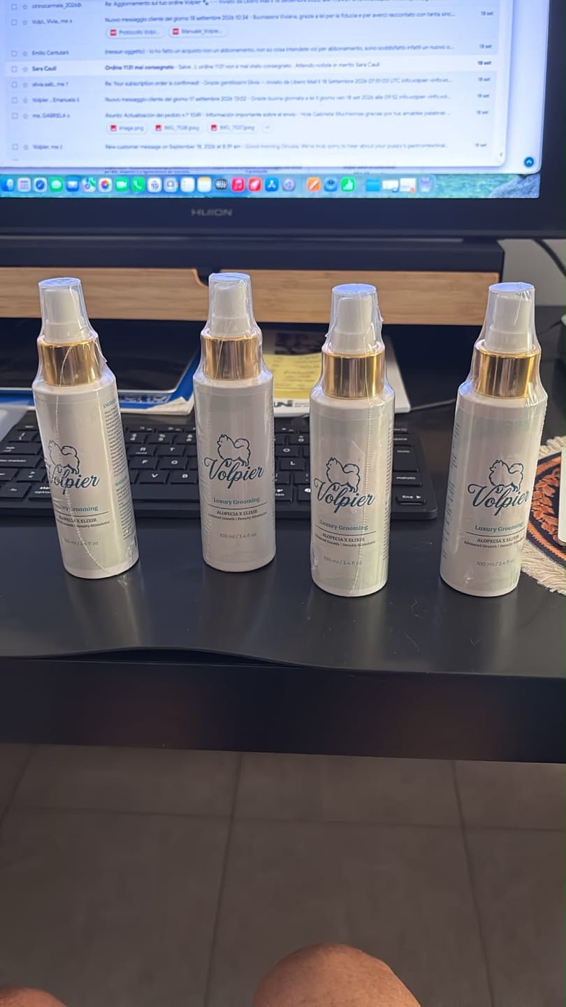 Customer photo review of Volpier Elixir ™| Lozione dermatologica avanzata per BSD, Alopecia X e rigenerazione del mantello