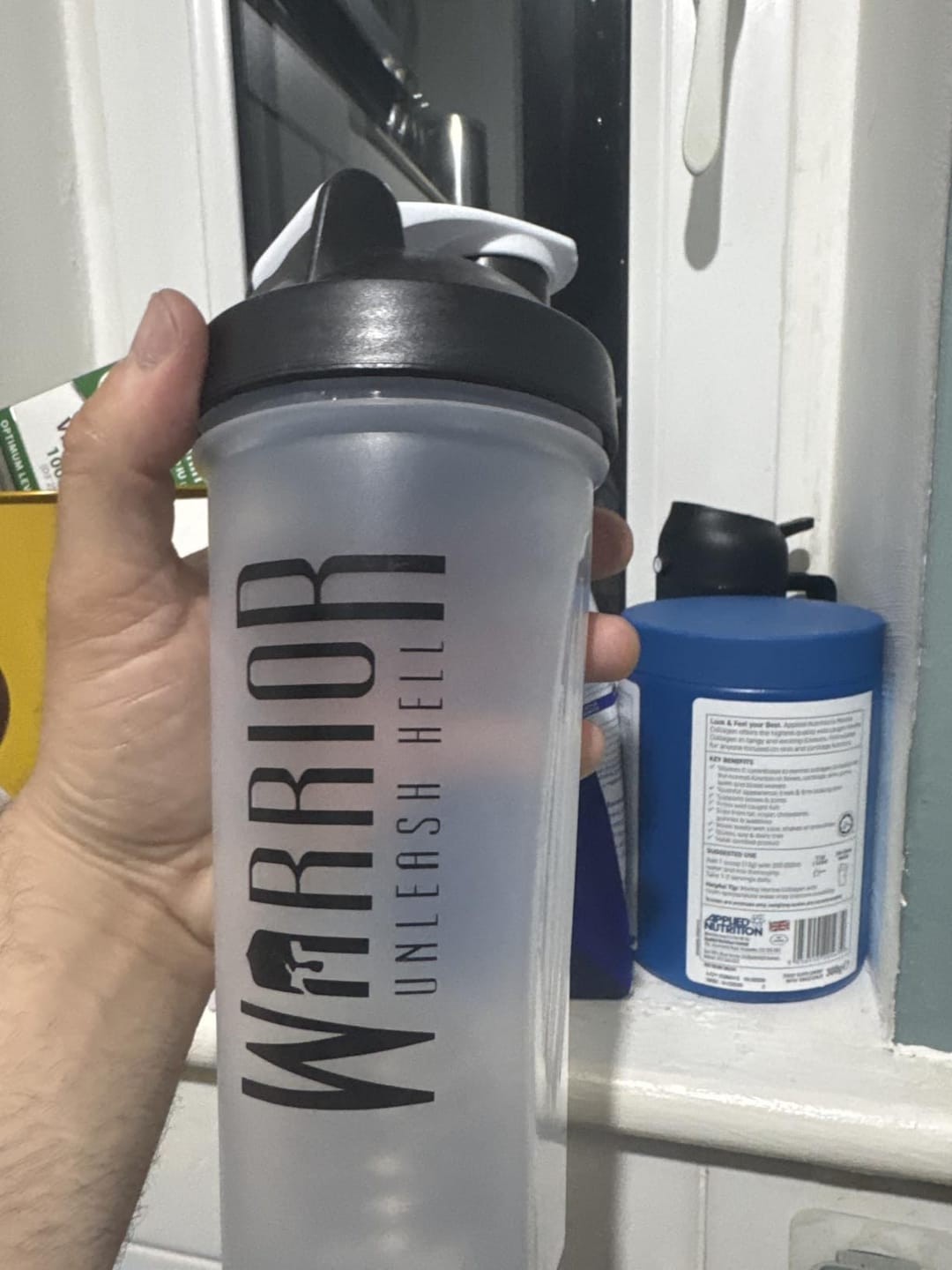 Customer photo review of Warrior Shaker – 600ml | Premium Leak-Proof Protein Shaker Bottle