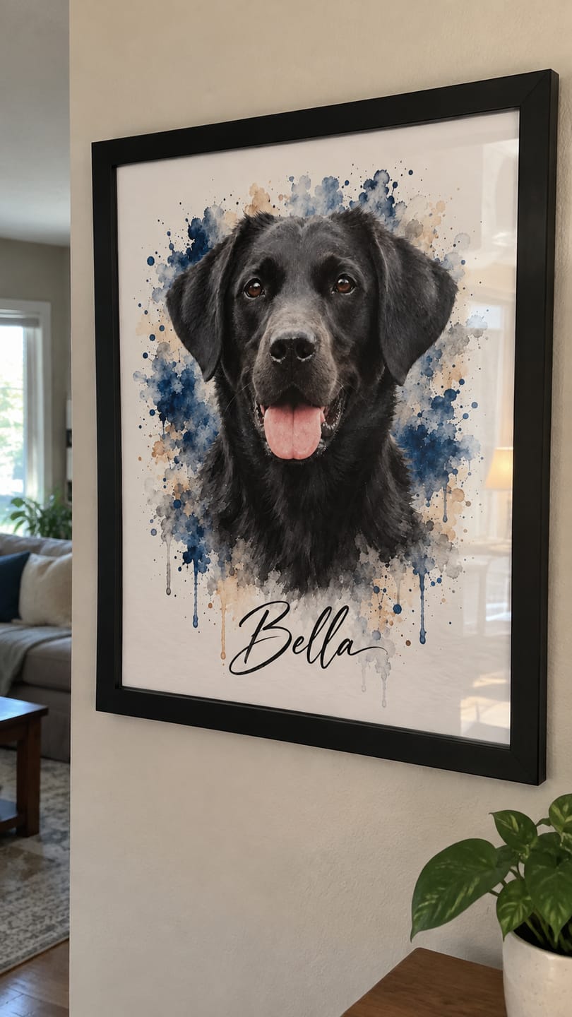 Customer photo review of Pet Portrait Watercolor - Personalized Poster