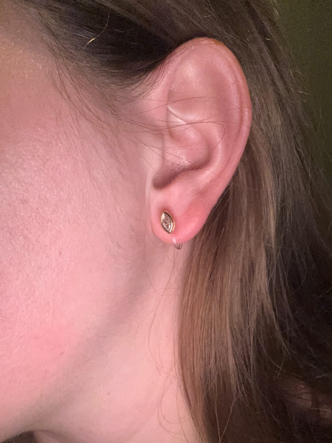 Customer photo review of Marquise Stud Clip On Earrings in Gold