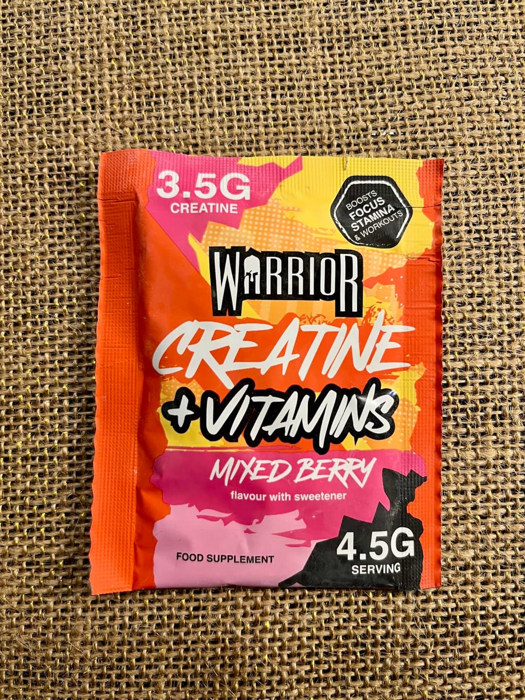 Customer photo review of Warrior Creatine Plus Vitamins – 15 Sachet Pack (30 Servings)