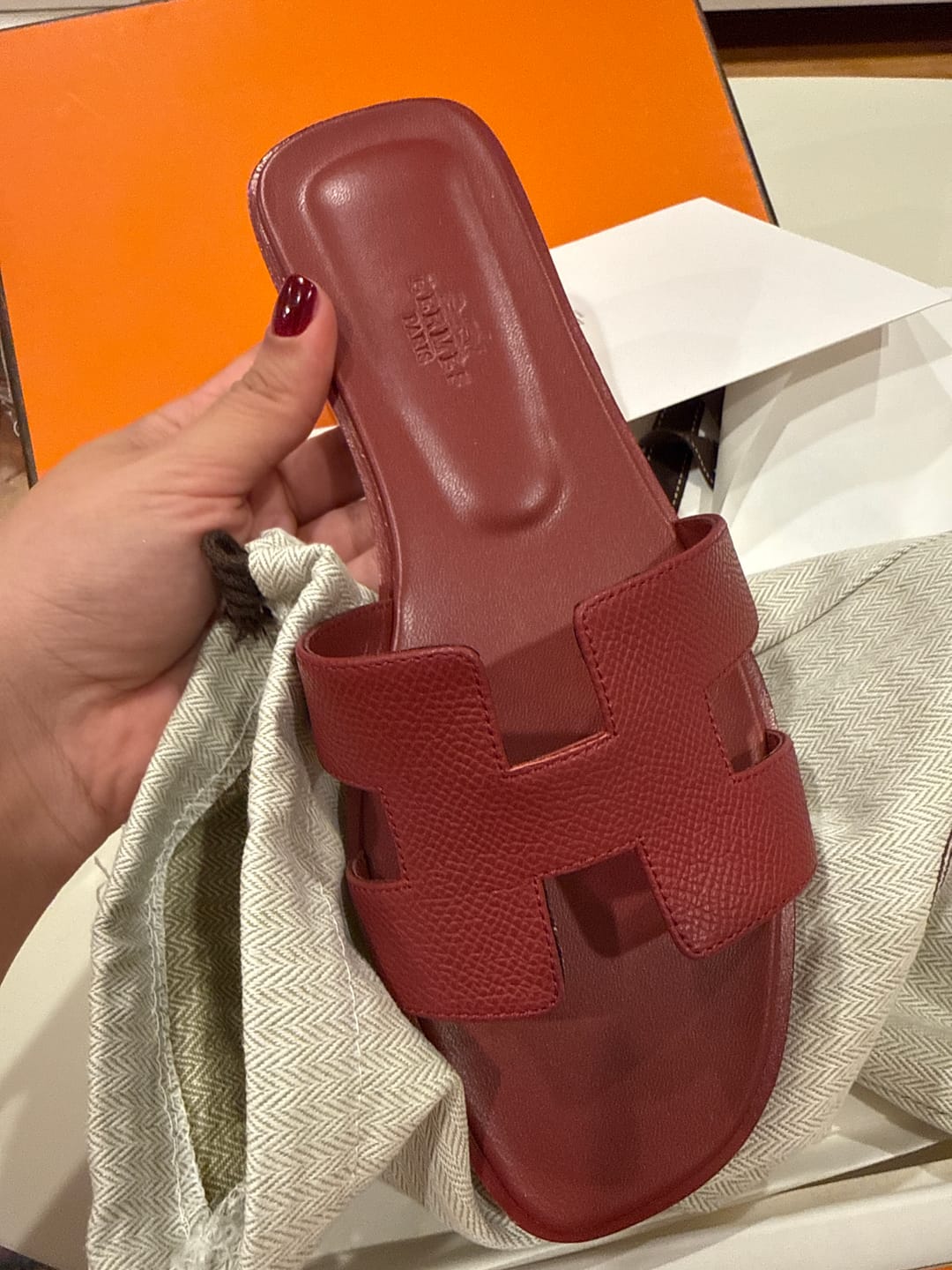 Customer photo review of 0ran Sandal Calfskin With Iconic "H" Cut-out