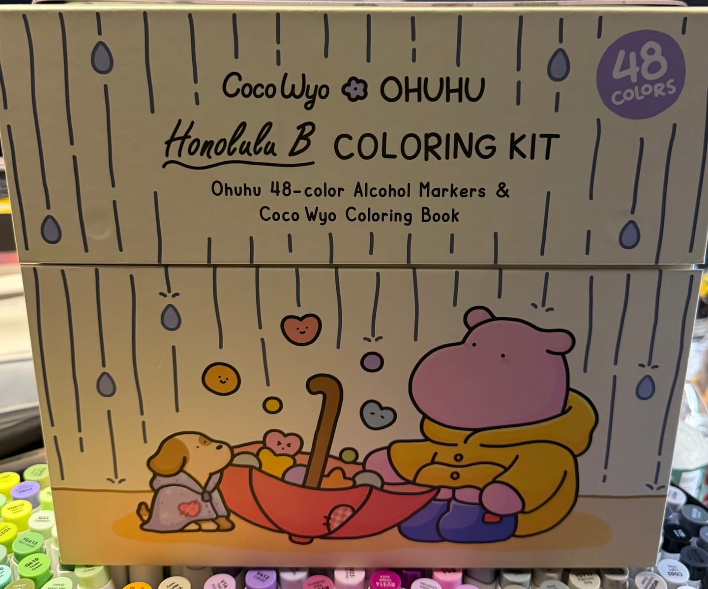 Customer photo review of Ohuhu x Coco Wyo Cozy Mood Coloring Kit, Honolulu B 48 Colors Alcohol Markers with Brush & Fine Dual Tips, Coloring Book with Mood Tracker Pages