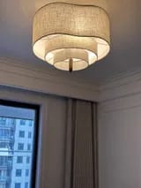 Customer photo review of Wood and Fabric Pendant Light
