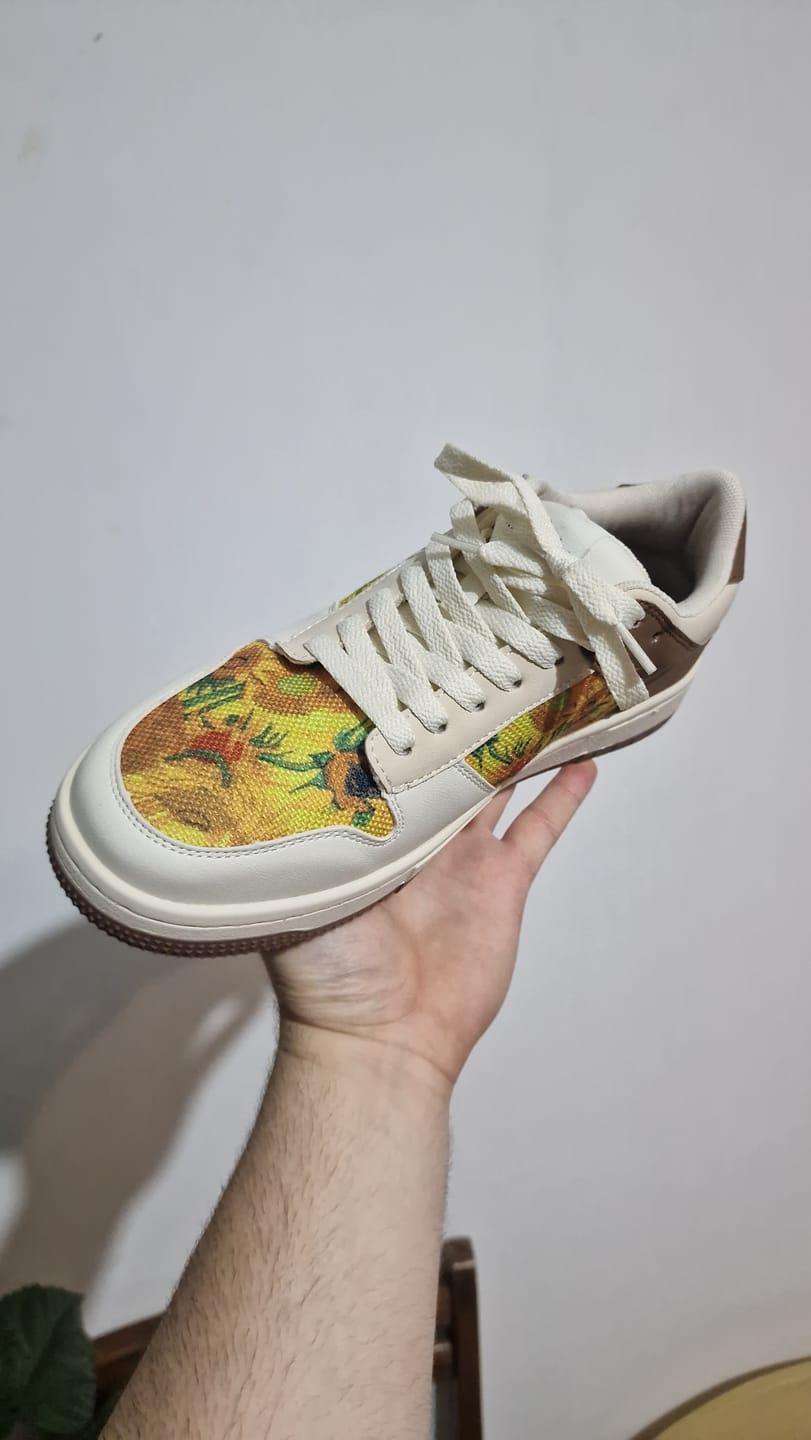 Customer photo review of Van Gogh Sunflowers inspired sneakers