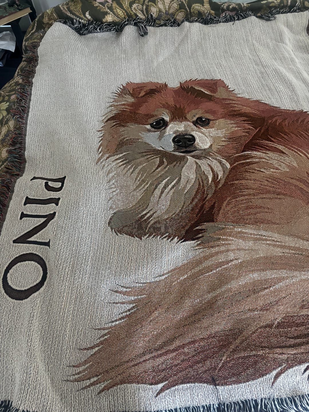 Customer photo review of Custom Heirloom Pet Throw Blanket