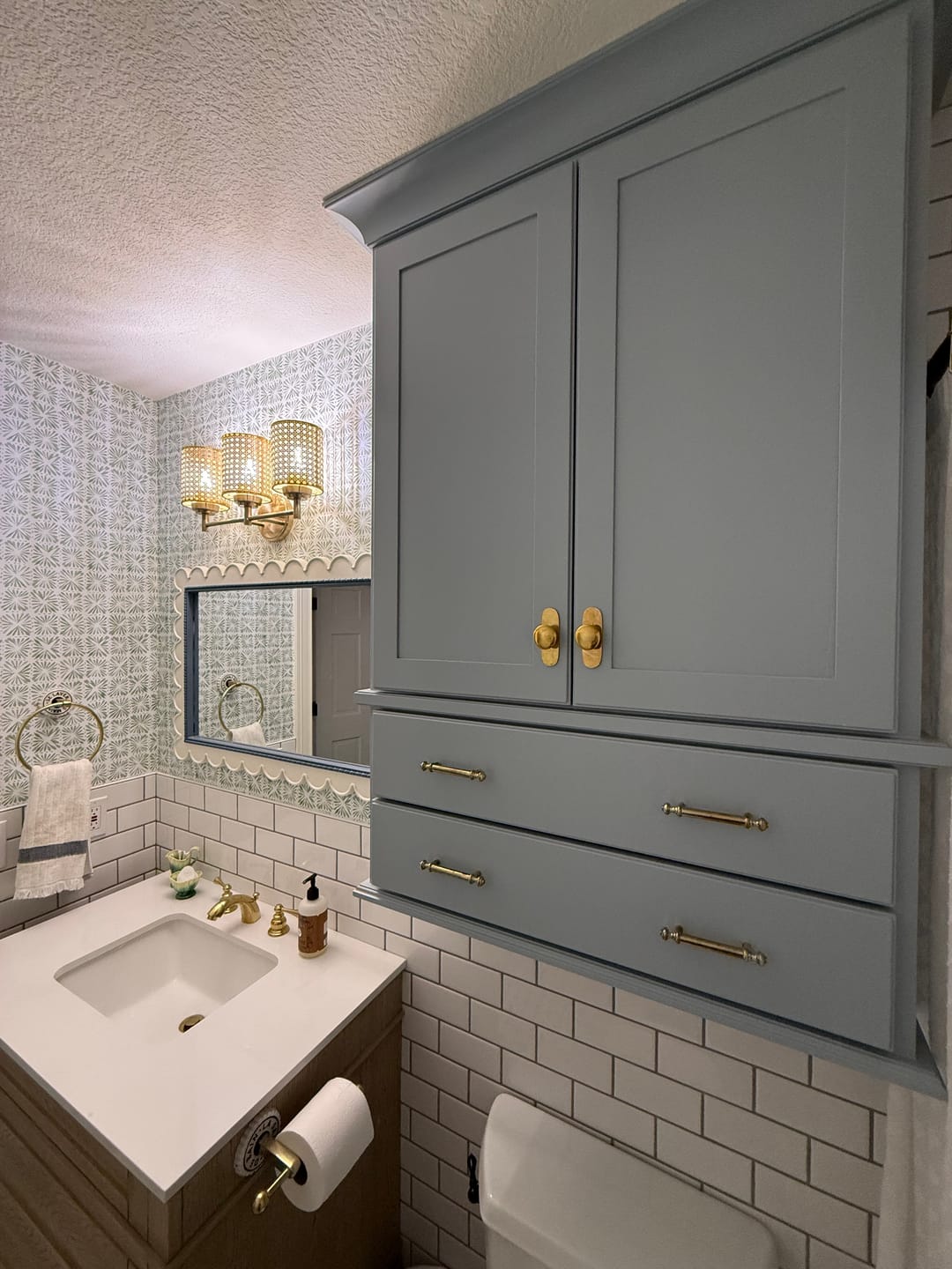 Customer photo review of Round Drawer Pulls with Backplate - Unlacquered Polished Brass