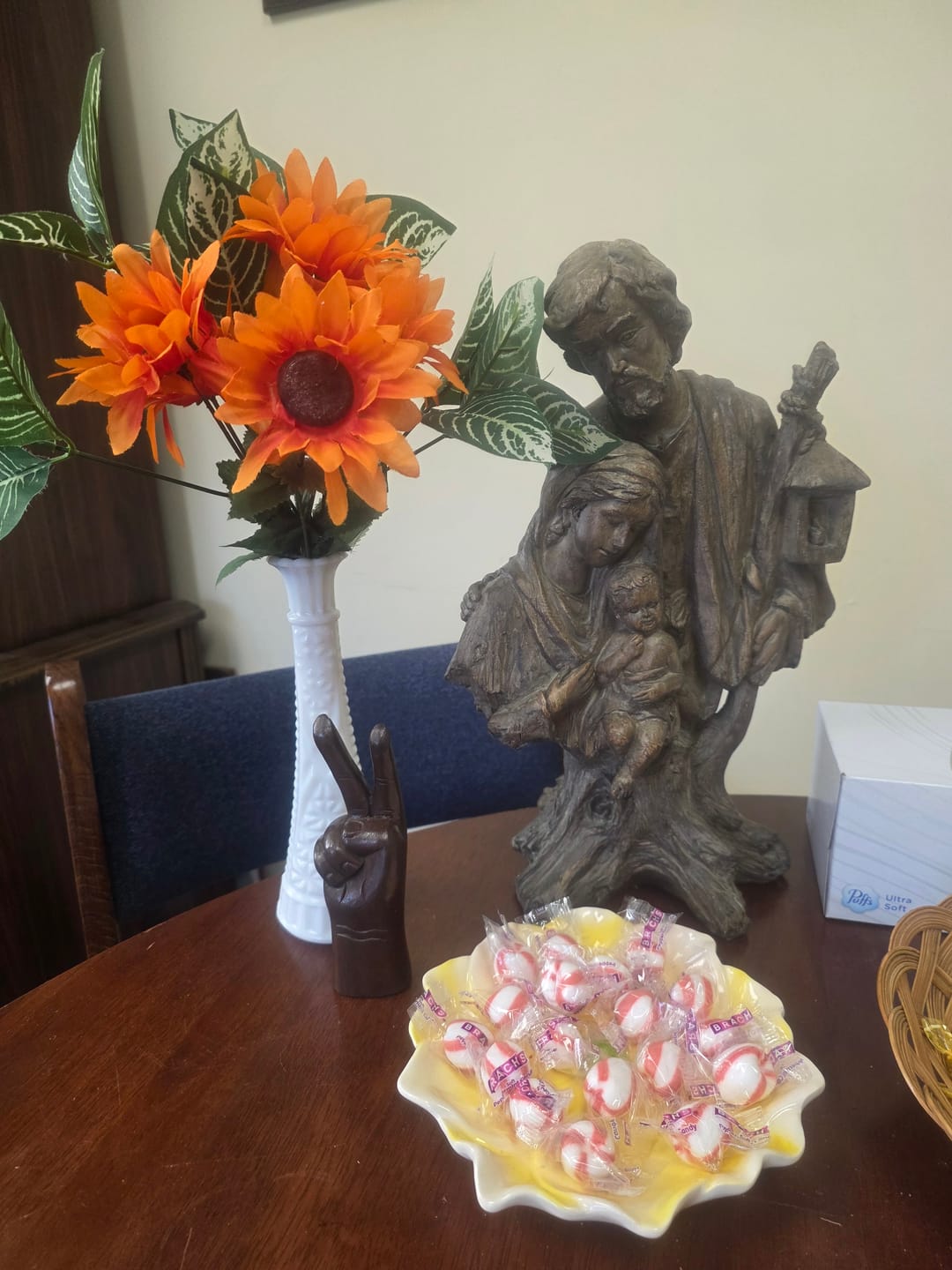 Customer photo review of Keep the Peace Wooden Statue