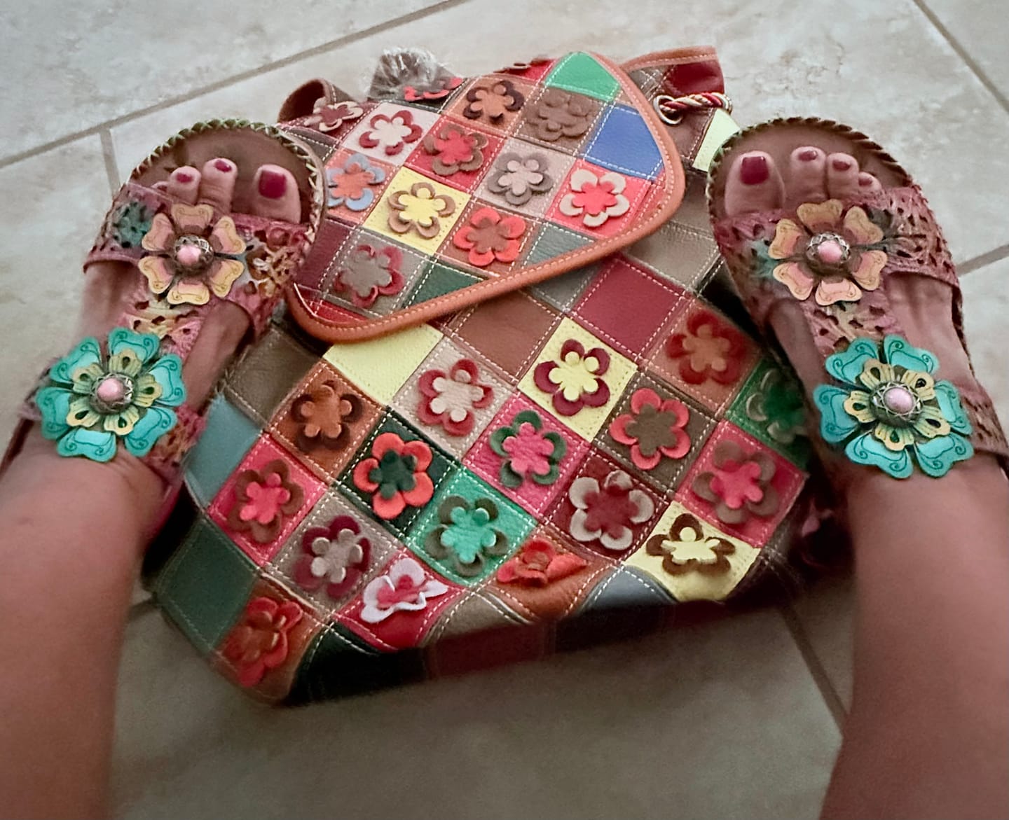 Customer photo review of Floral Cutout Decorative Flowers Wedge Sandals
