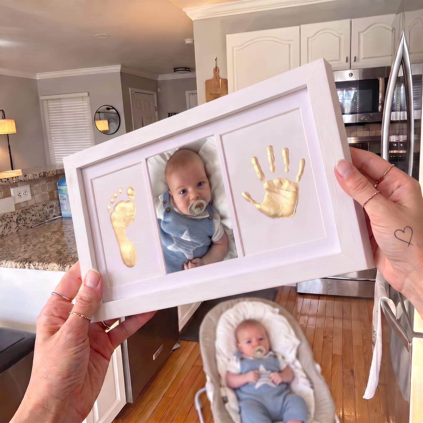 Customer photo review of Baby Handprint & Footprint Keepsake Frame
