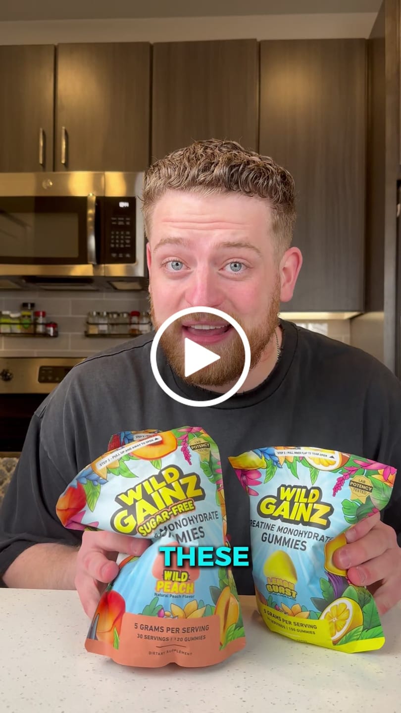 Customer video review of Wild Gainz Sugar-Free Creatine Monohydrate Gummies, 5 g Per Serving, Eurofins Lab-Verified, Wild Strawberry, 120 Gummies (30 Servings)