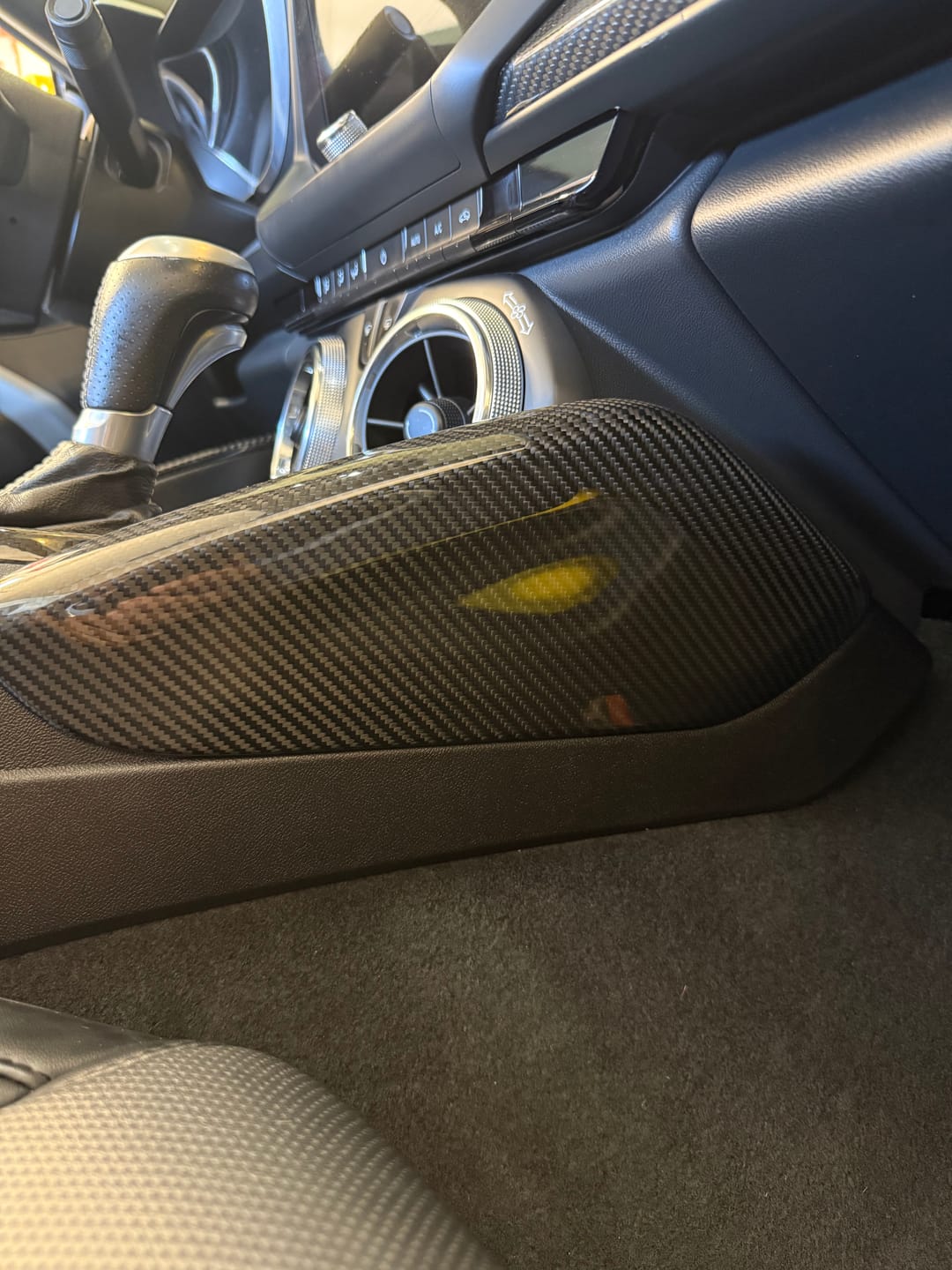 Customer photo review of 2019-24 Camaro Dry Carbon Fiber Front Side Knee Pad Panel Cover Pair