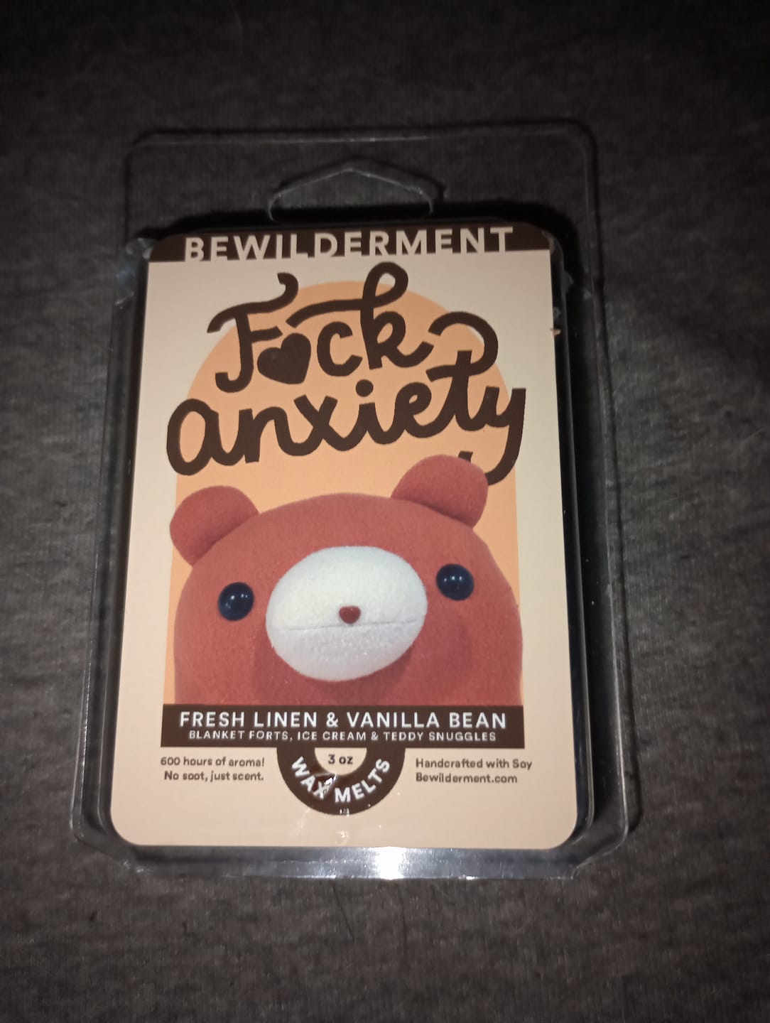 Customer photo review of F*ck Anxiety Wax Melts