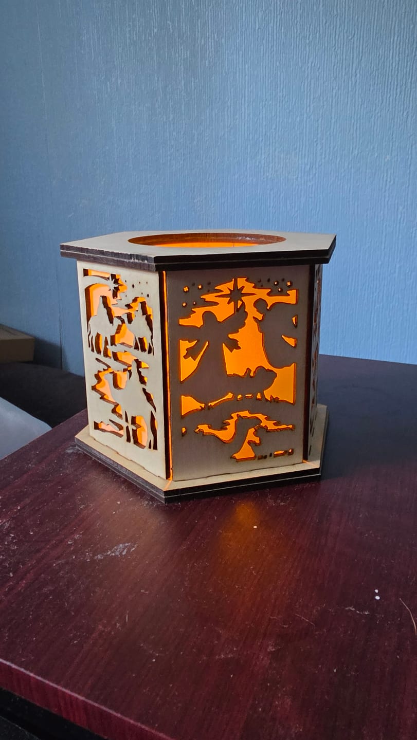 Customer photo review of Laser Cut Nativity Scene Candle Holder Christmas SVG