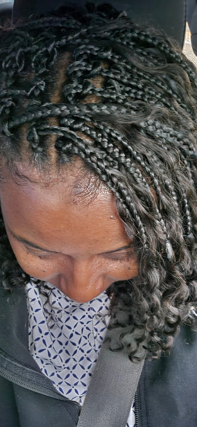 Customer photo review of Crochet Boho Box Braids with Human Hair Curls
