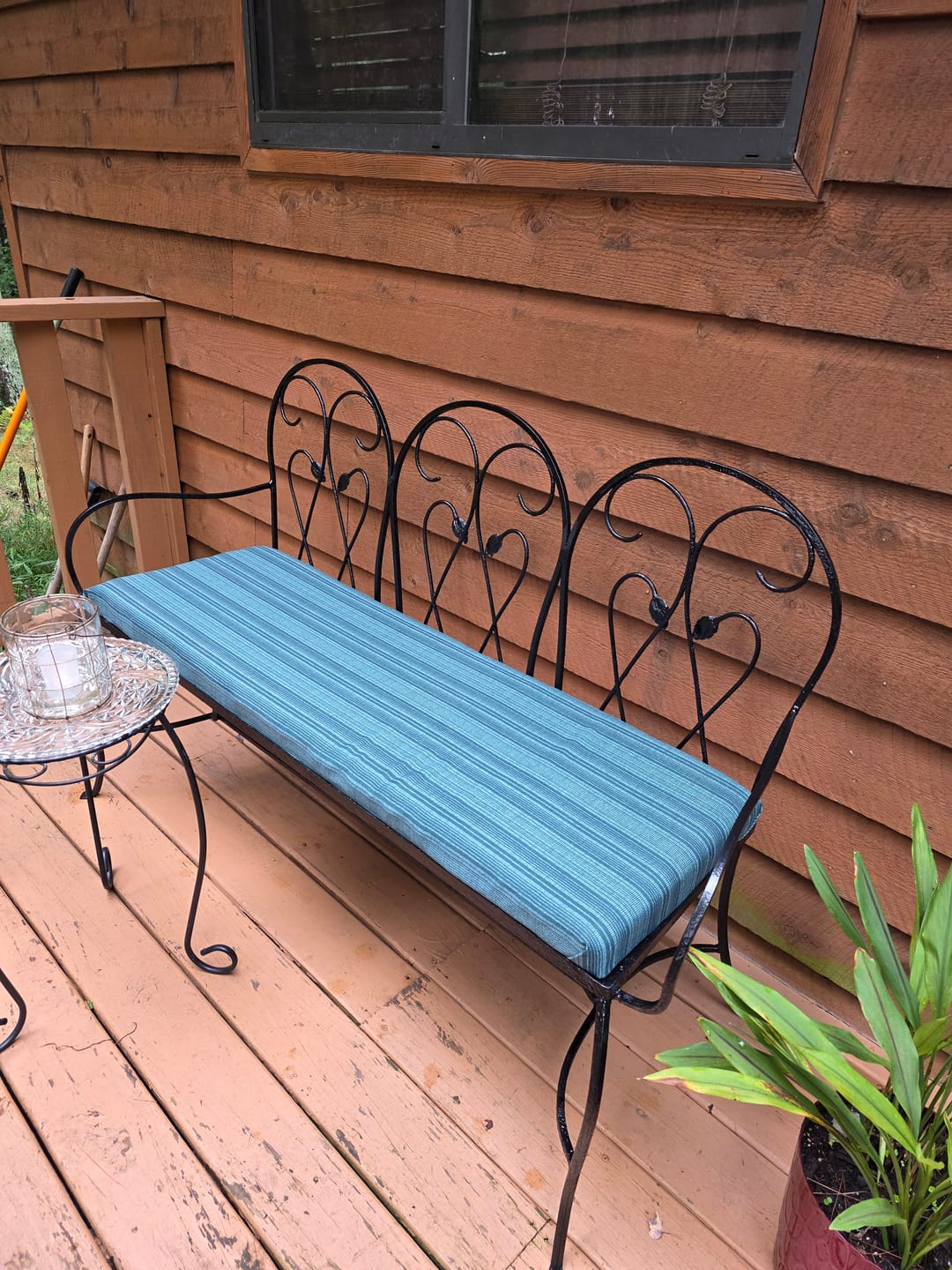 Customer photo review of $30 Whole 5 Yard Cut - 54” Wide Poly Indoor/Outdoor Upholstery Fabric - Dark Green Stripes - Berkshire Home