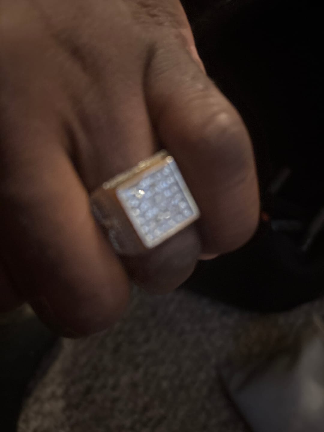Customer photo review of Square Face Pavé Signet Ring