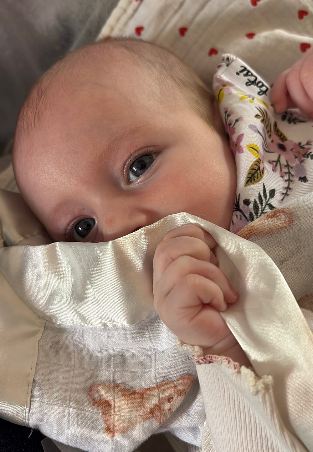 Customer photo review of Baby Sleep Comforter for Self-Soothing - Rainbow Butterflies Colorful Satin Security Blanket 2-Pack