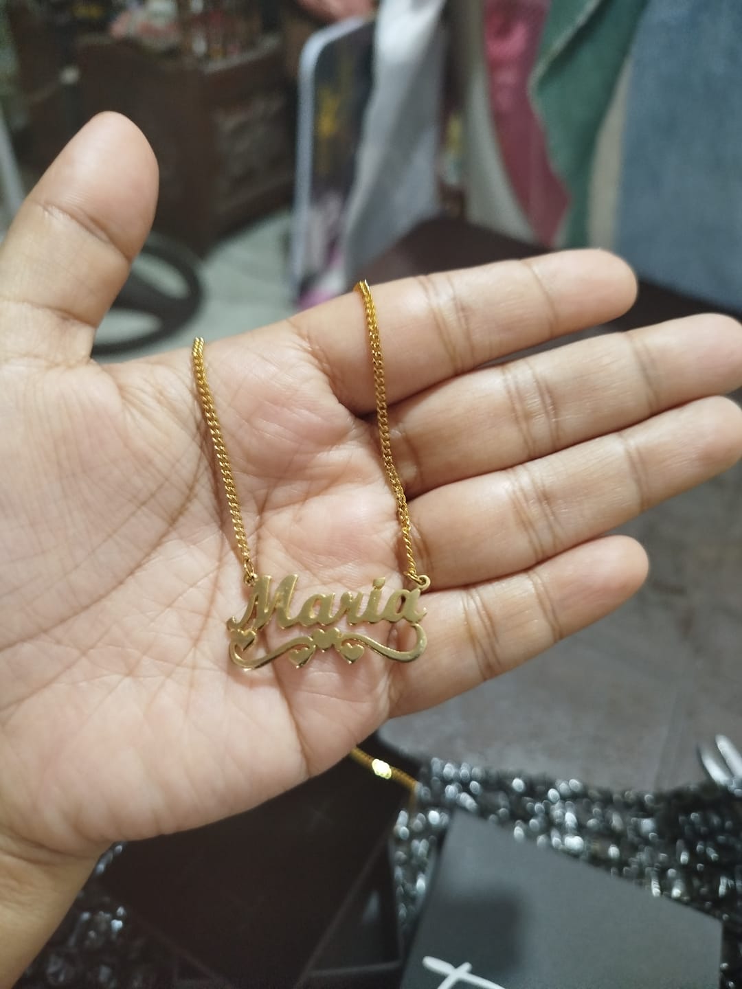 Customer photo review of Four Hearts Name Necklace
