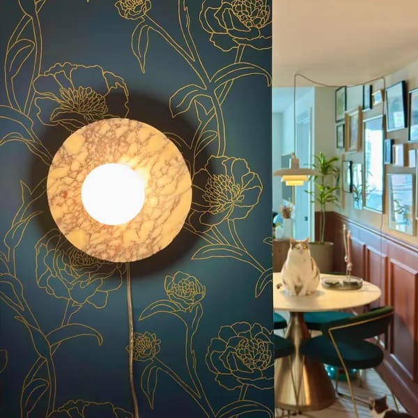 Customer photo review of Round Marble Globe Wall Sconce