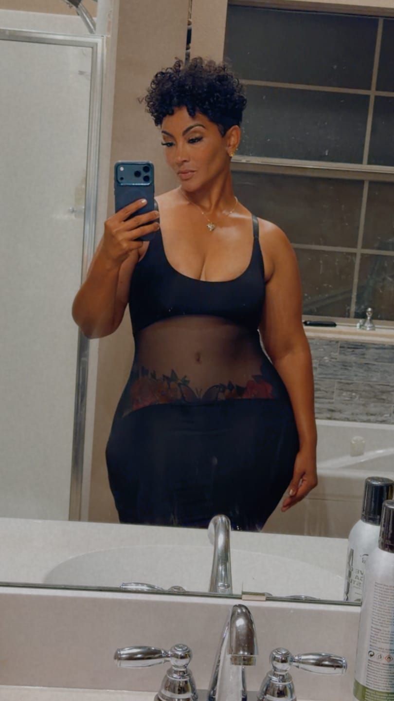 Customer photo review of Mesh Waist Cutout Maxi