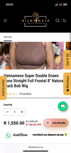 Customer photo review of Vietnamese Super Double Drawn Bone Straight Full Frontal 8" Natural Black Bob Wig