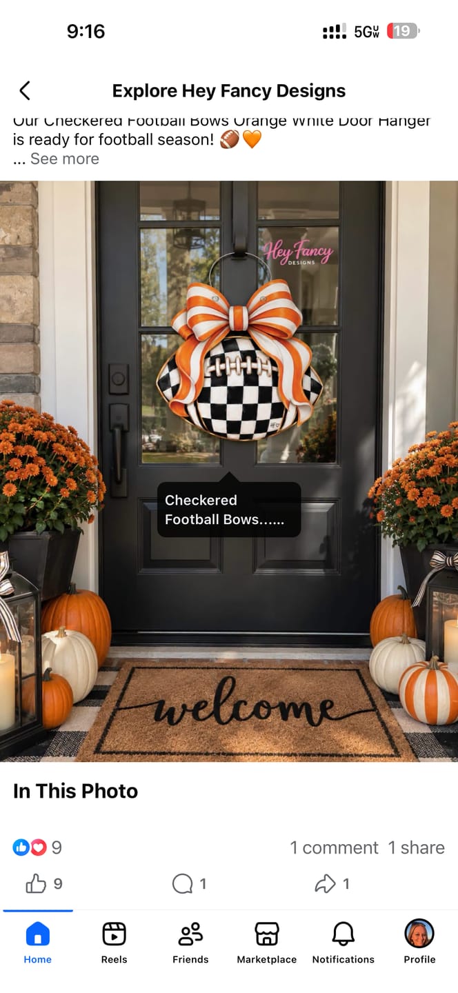 Customer photo review of Elegant Checkered Pumpkin Door Hanger