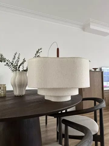 Customer photo review of Wood and Fabric Pendant Light