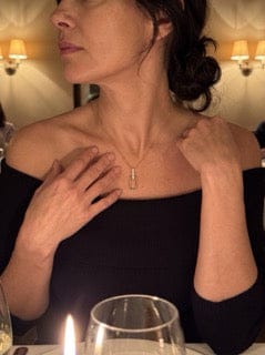 Customer photo review of Delia Moissanite Necklace