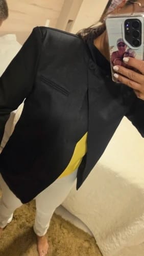 Customer photo review of Esther Vintage Asymmetric High Neck Blazer