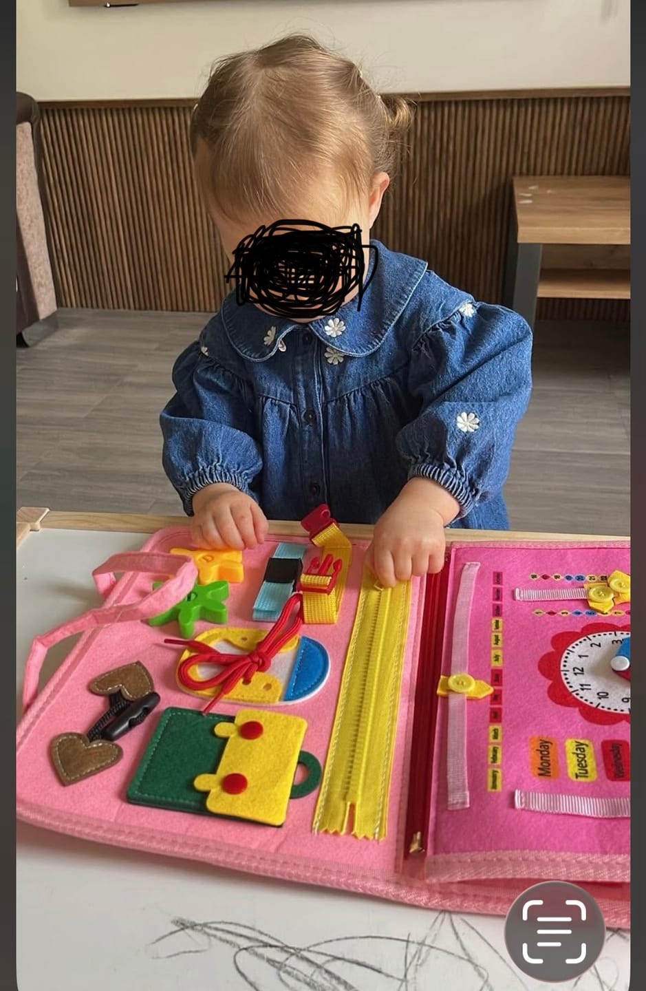 Customer photo review of BusyNest – Sensory Play Board for Little Learners