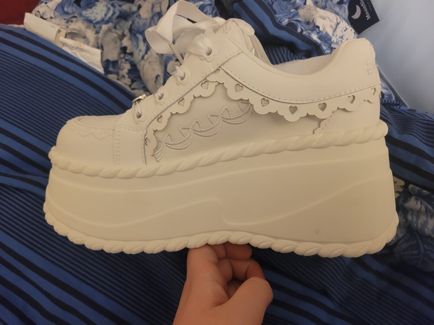 Customer photo review of Sweet Platform Sneakers with Satin Ribbon Detail