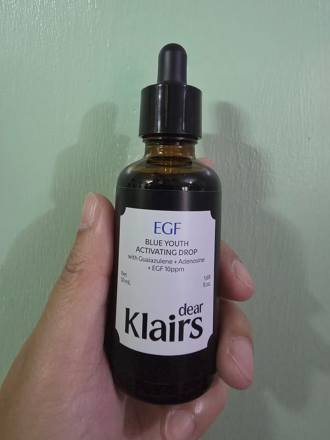 Customer photo review of EGF Blue Youth Activating Drop | EGF Peptide Serum