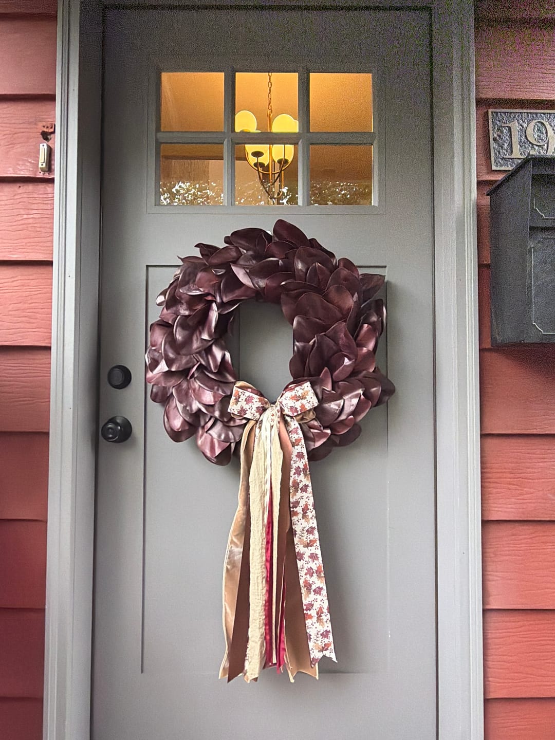 Customer photo review of Haven Burgundy Magnolia Wreath
