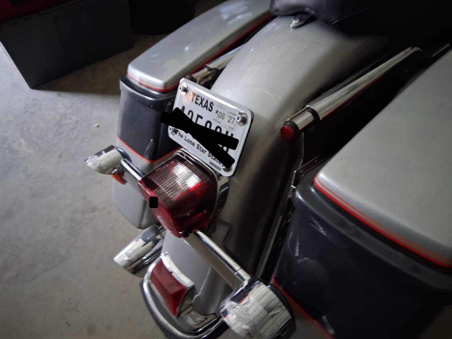 Customer photo review of Custom Chrome Laydown License Plate Mounting Bracket Fit for Harley Touring Models 1955-up