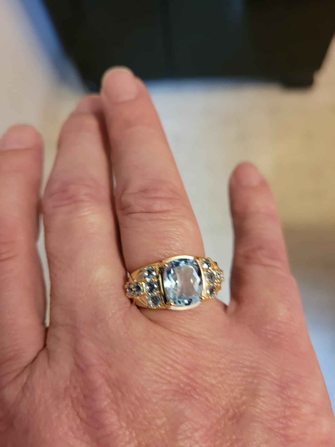 Customer photo review of Mediterranean Blue Topaz Ring