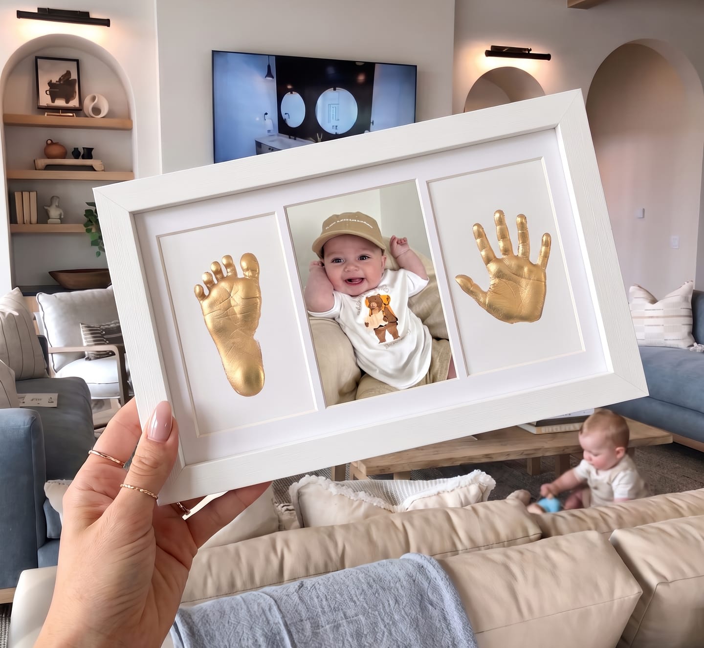 Customer photo review of Baby Handprint & Footprint Keepsake Frame