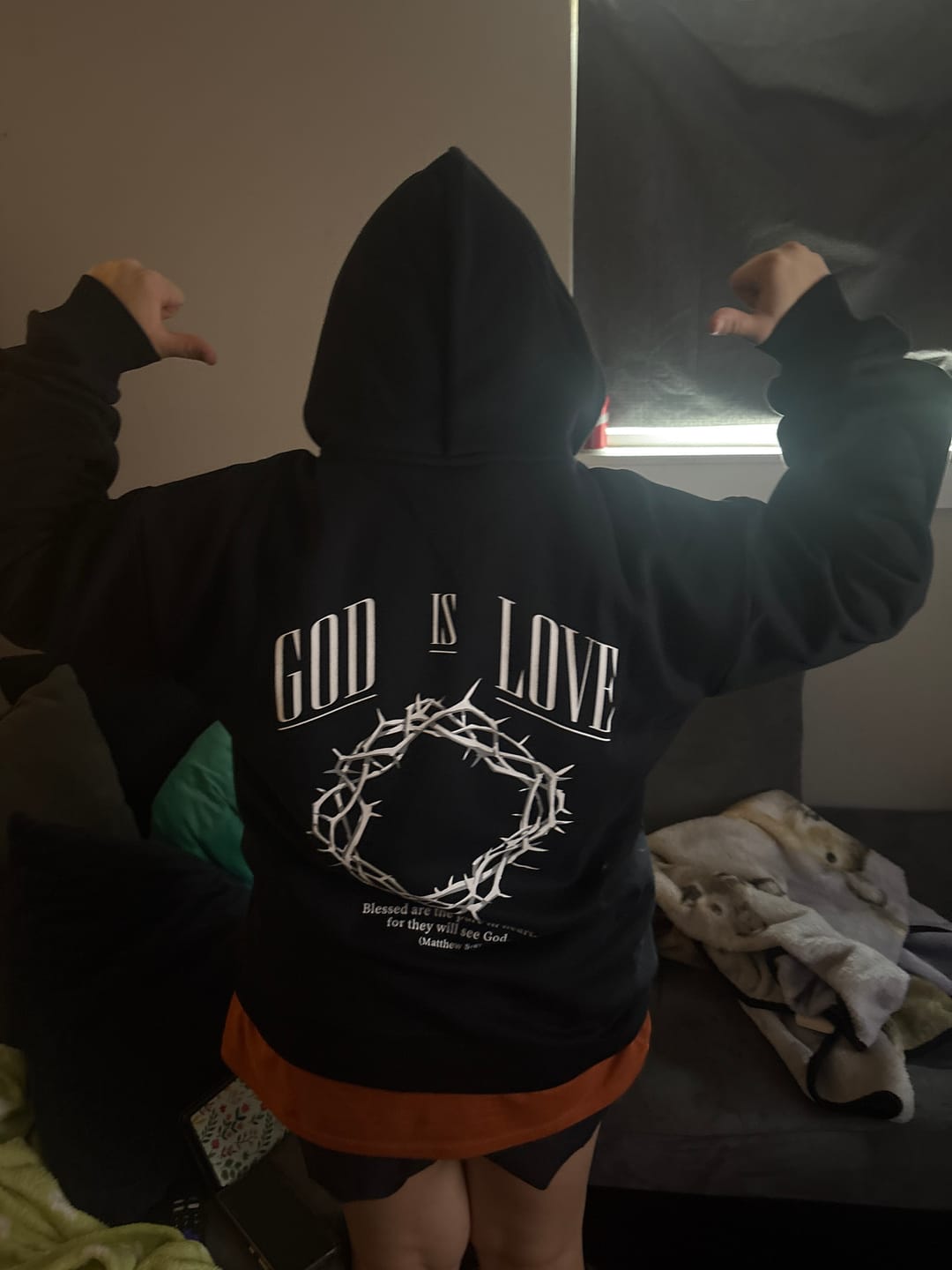Customer photo review of God Is Love Hoodie