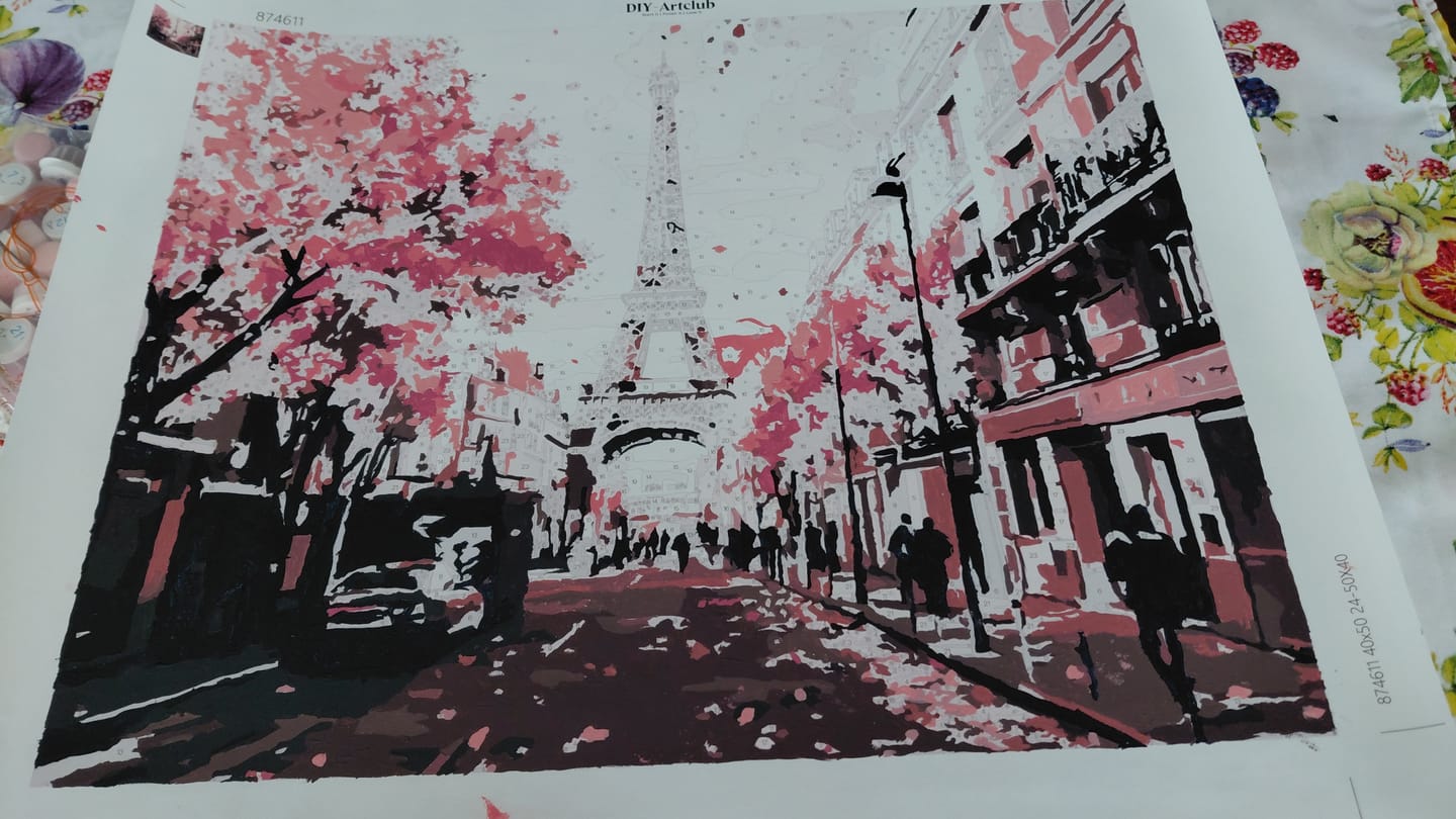 Customer photo review of Beautiful Paris | Paint by Numbers