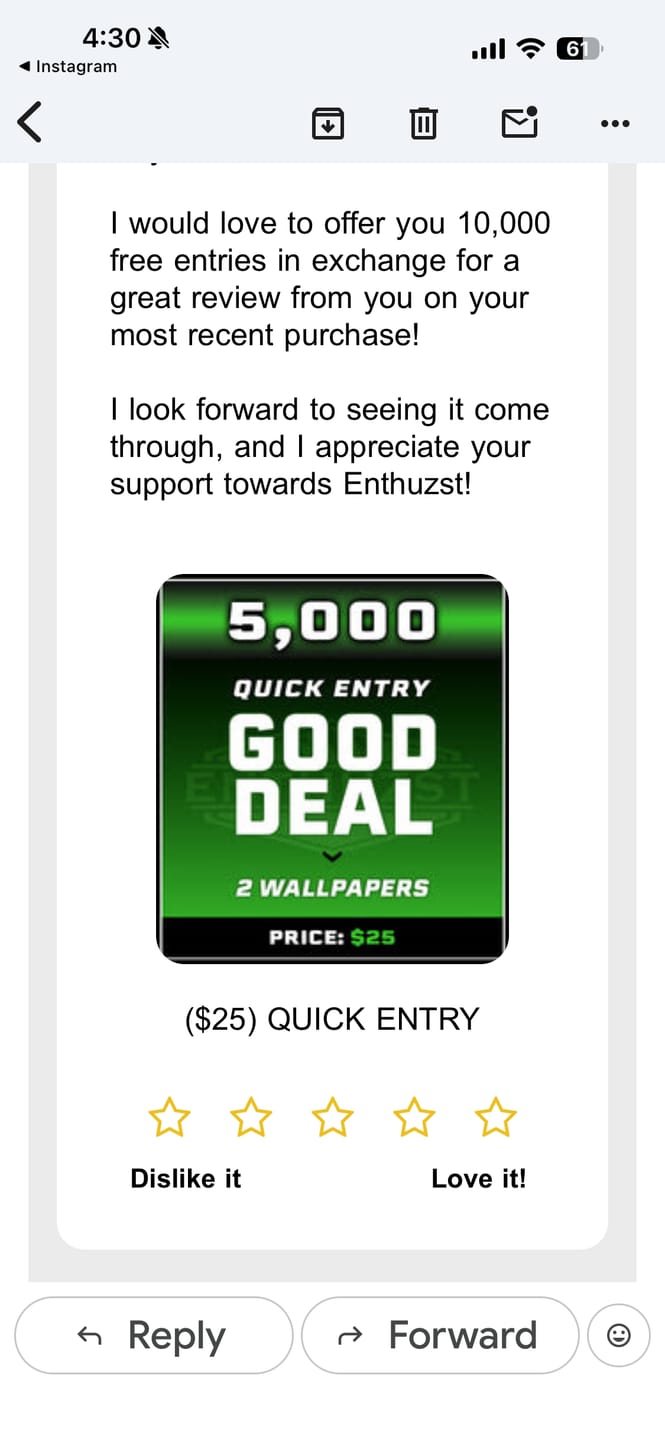 Customer photo review of ($25) QUICK ENTRY