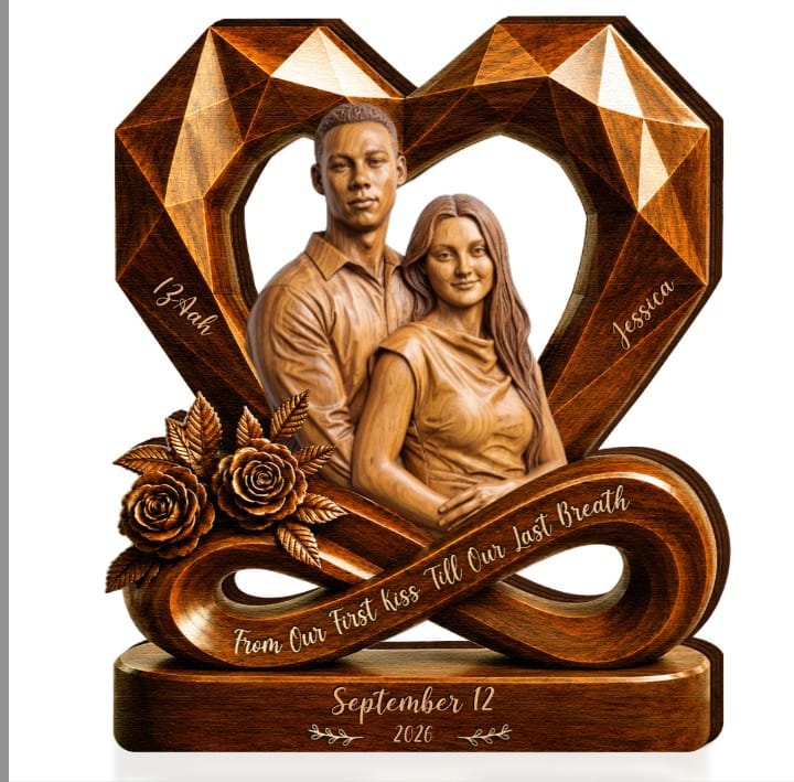 Customer photo review of Custom Photo Wooden Portrait Infinity Love Couple - Personalized Customized 3-layered Wooden Plaque - Sweet Love Gift For Couples, Wife, Husband