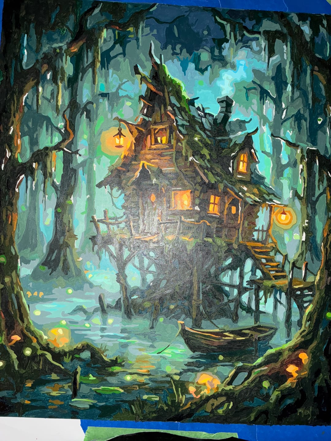 Customer photo review of Witch Hut Swamp Fireflies Night (80 Color Paint by Numbers)