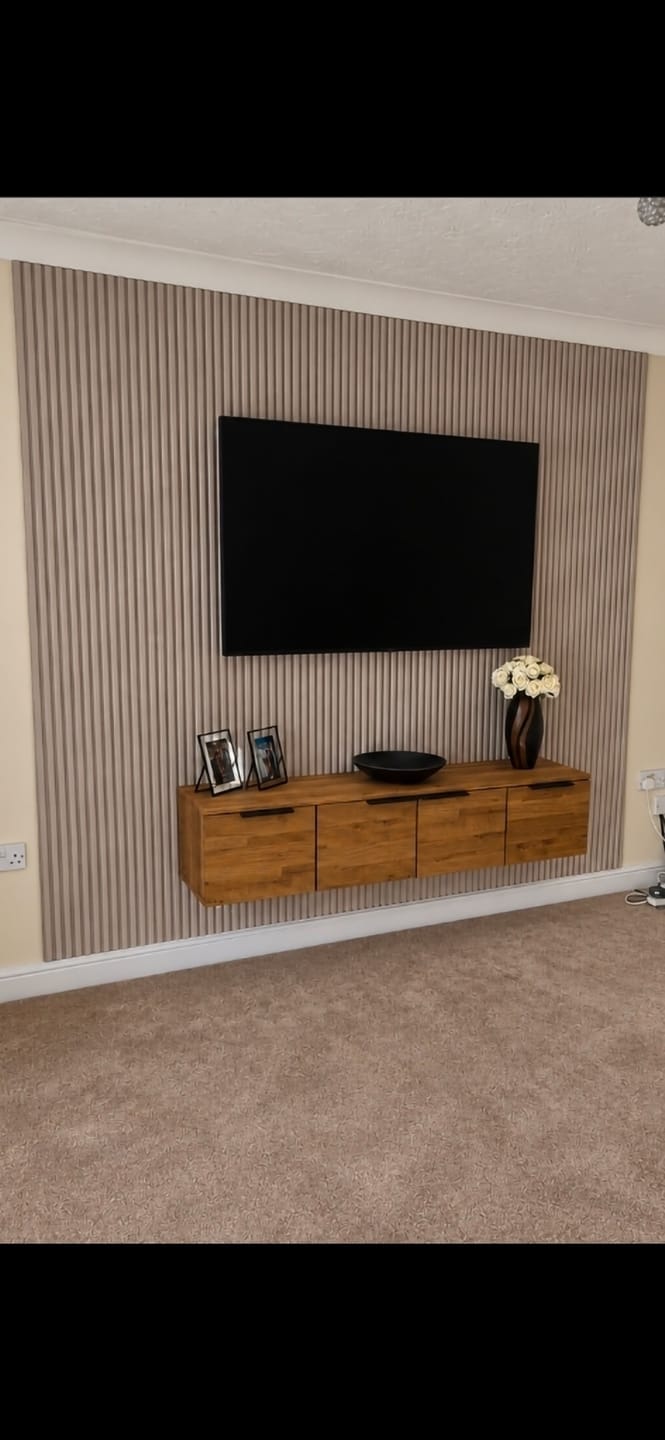 Customer photo review of Paintable Ribbed Slatted MDF Wall Panel 2.4m x 0.6m