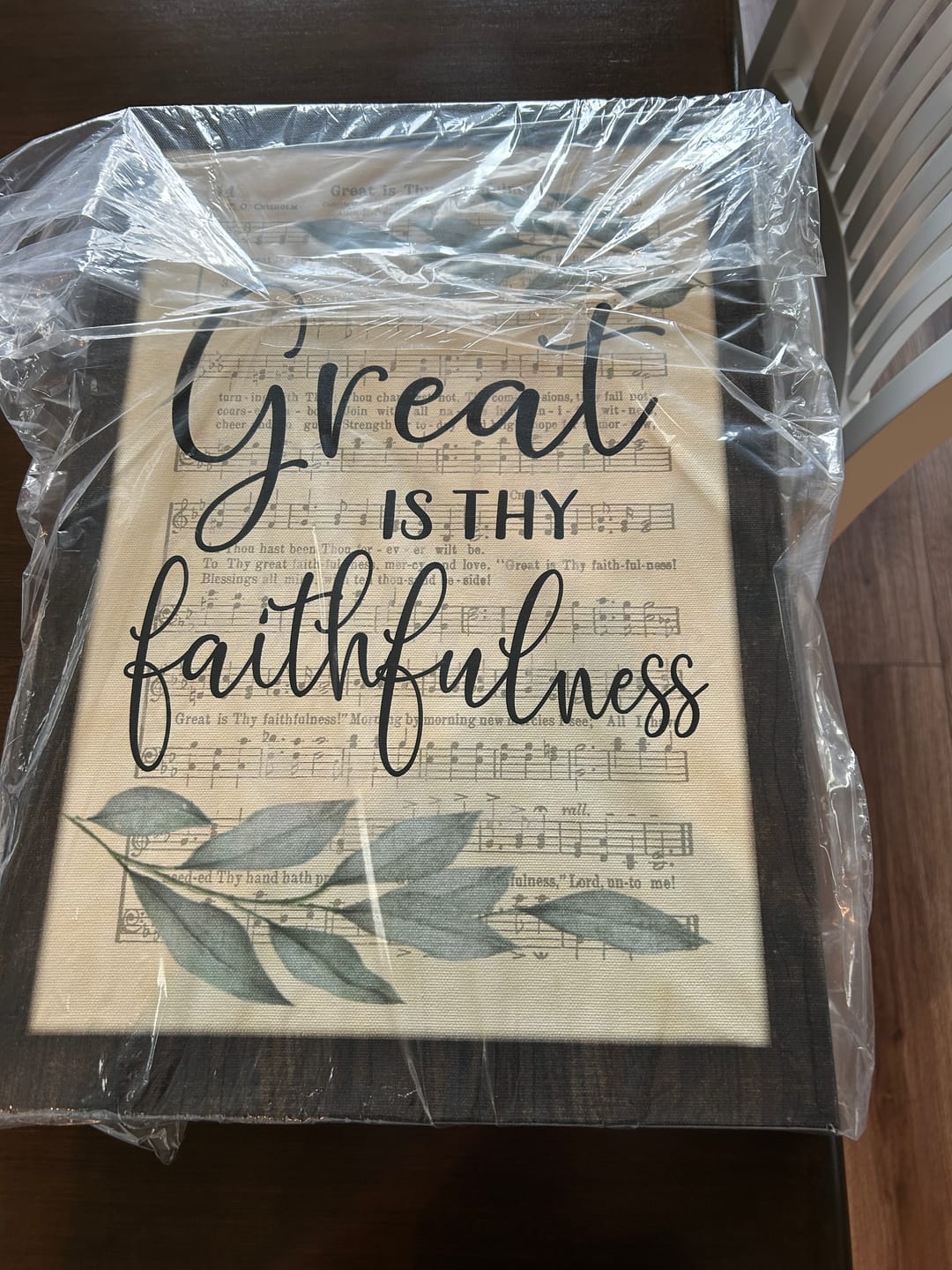 Customer photo review of Rustic, Great Is Thy Faithfulness Wall Art Canvas, Christian Hymns Wall Art