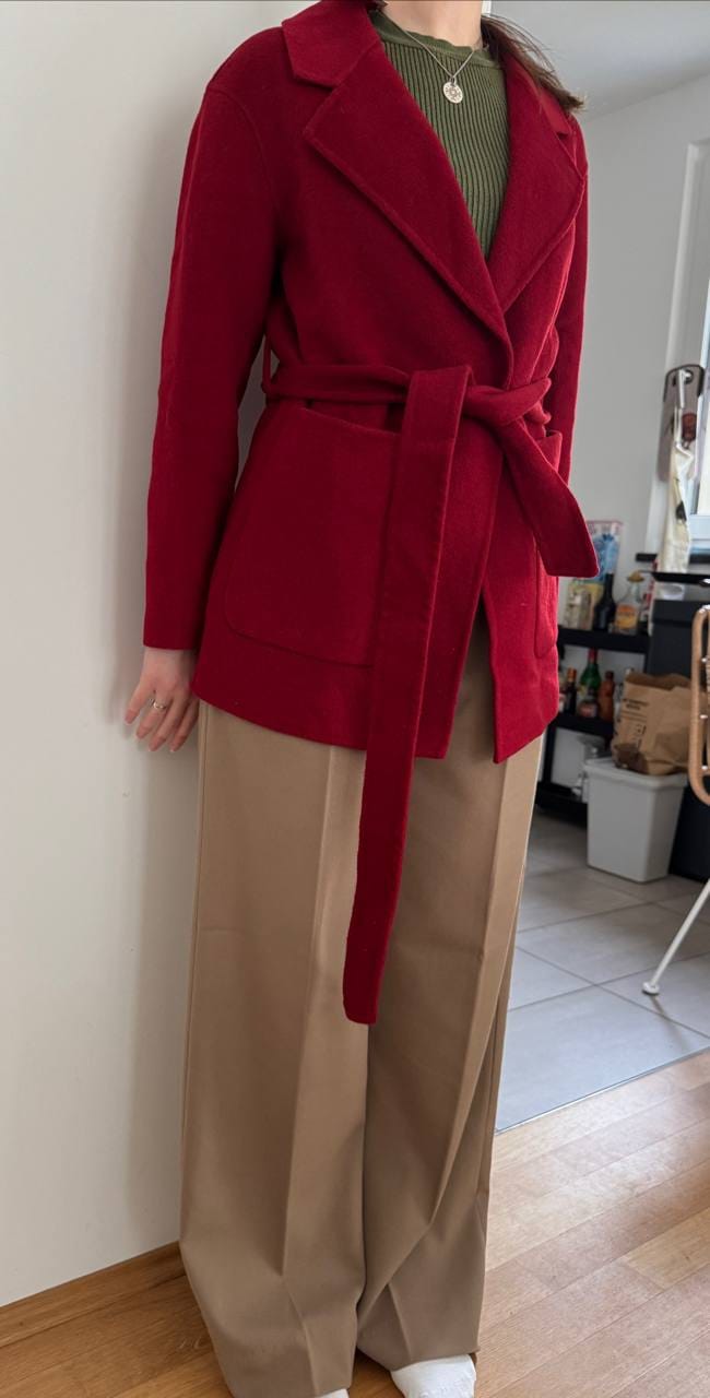 Customer photo review of Joyce Wollmantel mit taillierten Bindegürtel