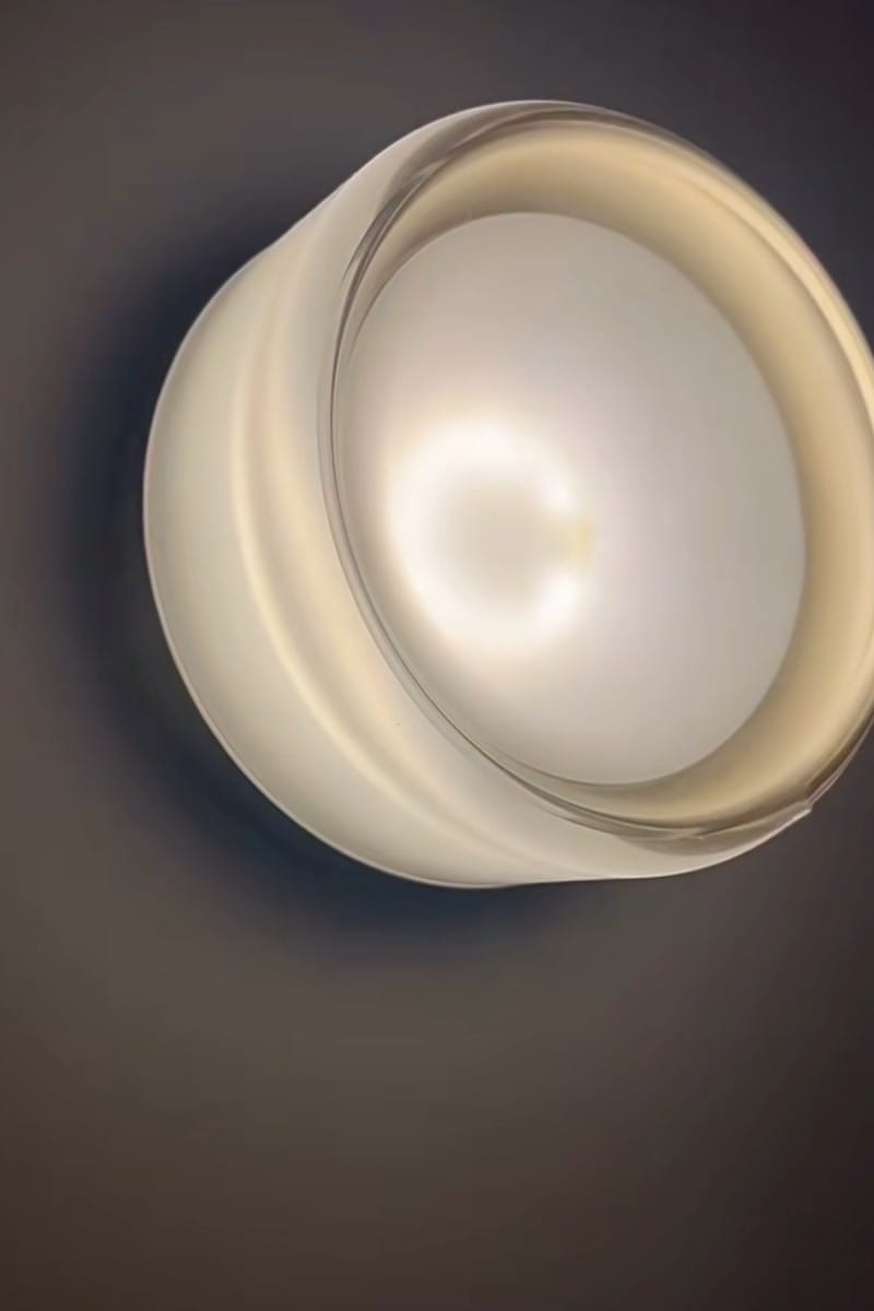 Customer photo review of Round Amber Glass Wall Sconce with Warm Light