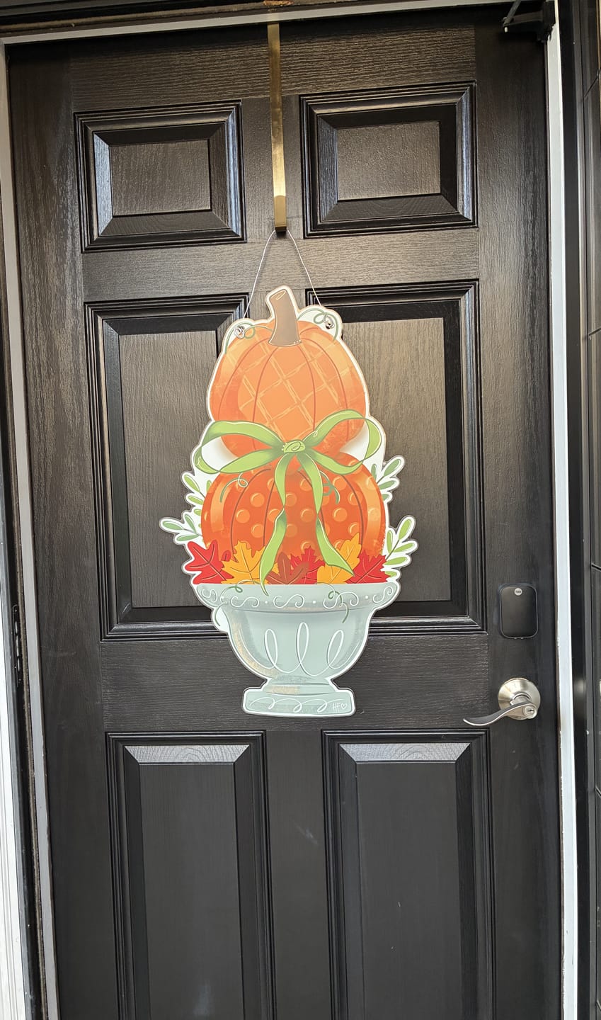 Customer photo review of Pumpkin Topiary Door Hanger