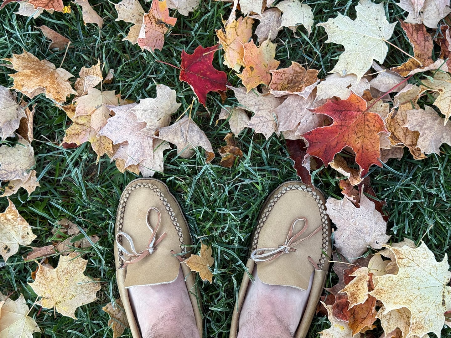 Customer photo review of Men's Earthing Moccasins Moose Hide