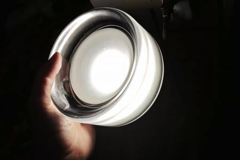 Customer photo review of Round Amber Glass Wall Sconce with Warm Light