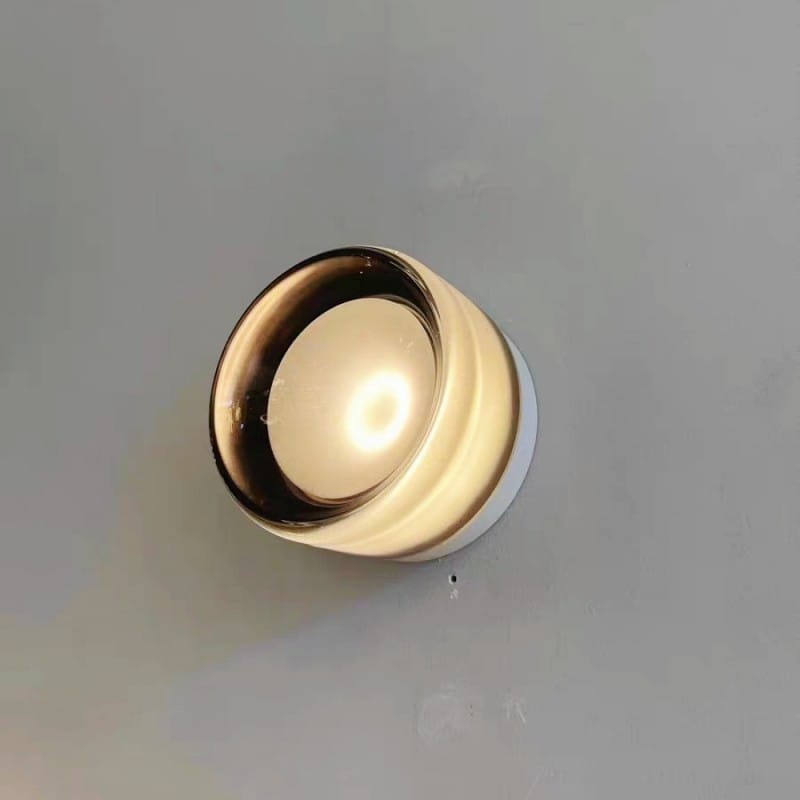 Customer photo review of Round Amber Glass Wall Sconce with Warm Light